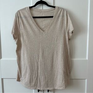 Mossimo Supply Co. Beige V-Neck Short Sleeve Top, XXL